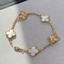 VCA Vintage Alhambra White and Gold Bracelet 5 Motifs
