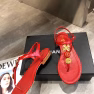 Chanel Camellia Thongs Sandals With Gold Leaf Clover Wine Red - Image 2