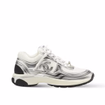 Chanel CC Logo Metallic Mesh Sneakers White/Silver