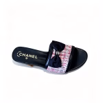 Chanel Grosgrain Ribbon Bow Mule Tweed Pink