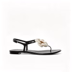 Chanel Jelly White Rubber Camellia Cc Logo Sandals Black