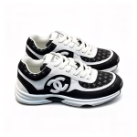 Chanel Cc Embossed Logo Suede Black White
