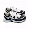 Chanel Cc Embossed Logo Suede Black White
